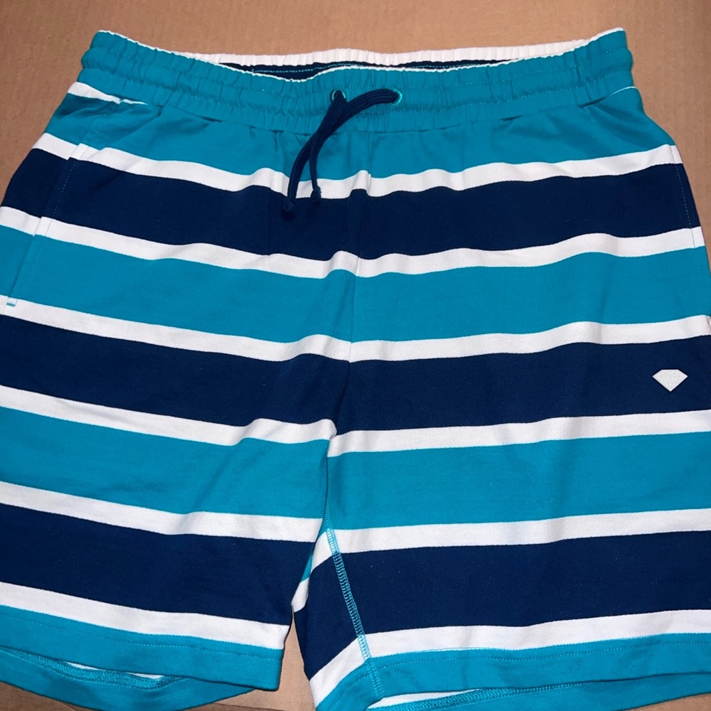 Blue and White Striped Men's Shorts